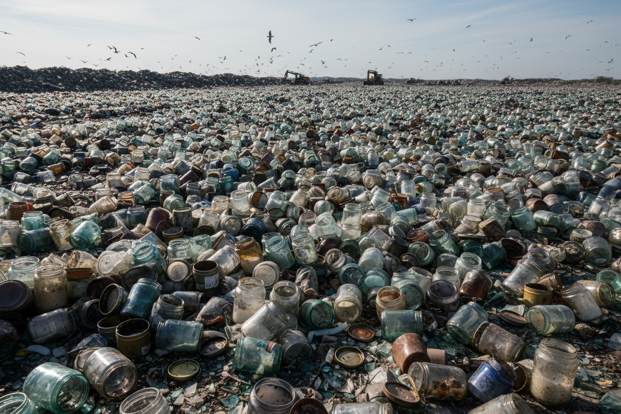 candle jars in landfill
