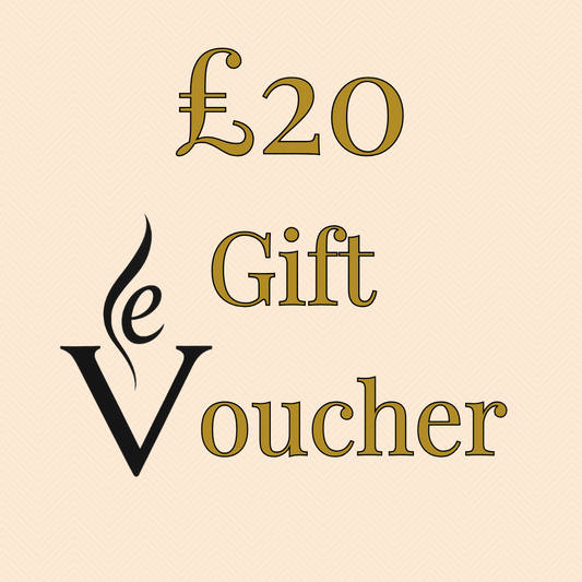 £20 gift voucher with a decorative 'V' on a beige background